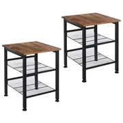 Bedside End Tables Set of 2 Industrial Accent Side Table with Storage for Living Room Bedroom