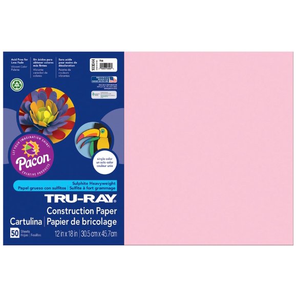 Tru-Ray Construction Paper, Pink, 12â x 18â, 50 Sheets