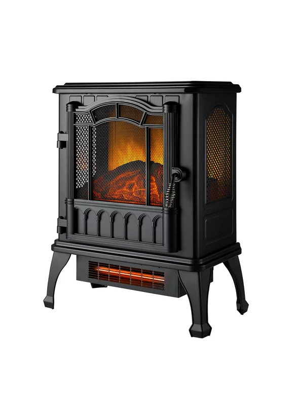 Mainstays Black 1500w 2-Setting 3D Electric Stove Heater with Life-like Flame
