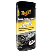 Meguiar's Supreme Protectant Interior Cleaner Wipes For High Shine G4000, 25 Wipes