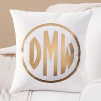 Personalized Gold Monogram Throw Pillow