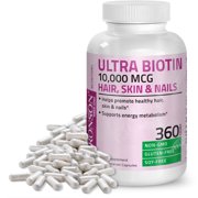 Ultra Biotin 10,000 Mcg Hair Skin and Nails Supplement, Non-GMO, Gluten Free, Soy Free, 360 Vegetarian Capsules