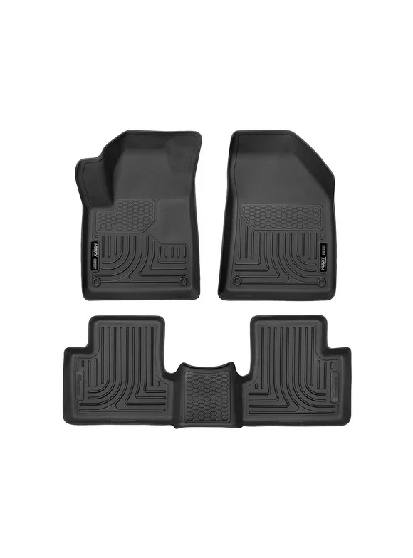 Husky Liners by RealTruck Weatherbeater | Compatible with 2015 - 2023 Jeep Cherokee - Front & 2nd Row Liner - Black, 3 pc. | 99091