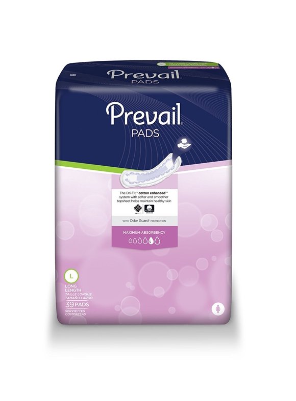 Prevail Incontinence  Max. Long- Jumbo Pack 4 bags of 39 (156 ct.)