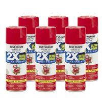 Apple Red, Rust-Oleum American Accents 2X Ultra Cover, Gloss Spray Paint, 6 Pack
