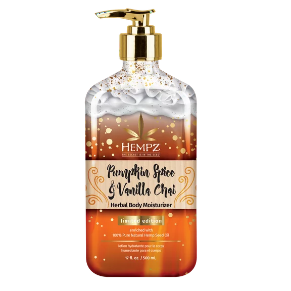 Hempz Limited Edition Pumpkin Spice & Vanilla Chai Body Lotion for Dry Skin, 17 fl oz