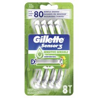 Gillette Sensor3 Sensitive Mens Disposable Razors, 8 ct