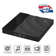 External DVD Drive USB 3.0 Burner,TSV Optical CD DVD RW Row Reader Writer Player Portable for PC Mac OS Windows 10 7 8 XP Vista (Black)