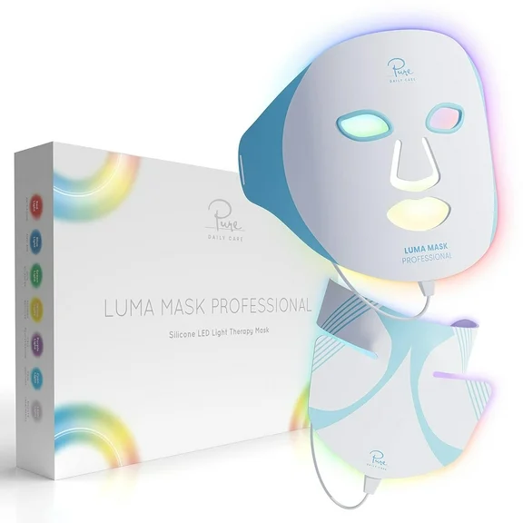 Pure Daily Care Luma Mask PRO | Advanced LED Anti-Aging Skincare Device with 7 Color Modes | Face, Neck, and Decollete Treatment | All Skin Types