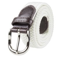 Gelante Children's Canvas Elastic Fabric Woven Stretch Braided Belts -White-XL (32-34)