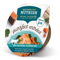 Rachael Ray Nutrish Purrfect Entrees Grain Free Sea-Sational Florentine with Wild Caught Salmon & Veggies in Creamy Sauce Natural Wet Cat Food, 2 oz
