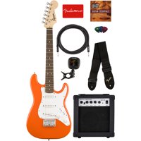 Fender Squier Mini Strat Electric Guitar - Competition Orange w/ Amplifier