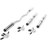 Marcy Olympic Hollow Bar Kit Chrome Curl Bar Dumbbell Handles and Spring Collars ODC-21