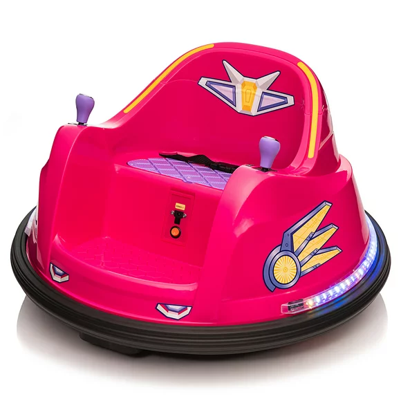 Track 7 Kids Ride on Bumper Car,6V 360 Rotation Battle Vehicle for Boys Girls,Rose Red