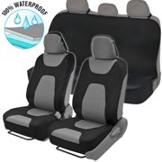 Motor Trend NeoCloth Waterproof Car Seat Covers Front & Rear Full Set, Gray - Universal Fit for Car Truck Van SUV