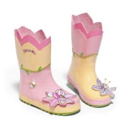Kidorable Little Girls Pink Lotus Flower Applique Rubber Rain Boots 5-10 Toddler