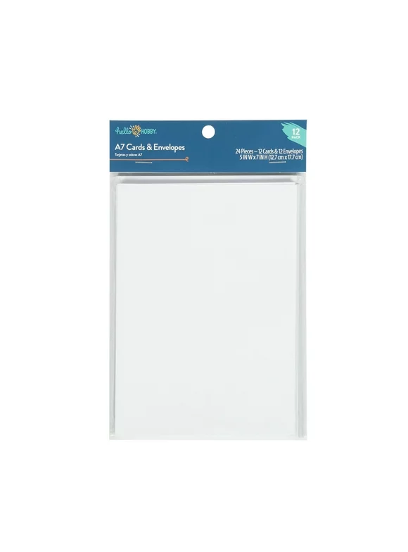 Hello Hobby A7 Blank All Occasion White Greeting Cards, with Envelopes 5" x 7" (12 Count)