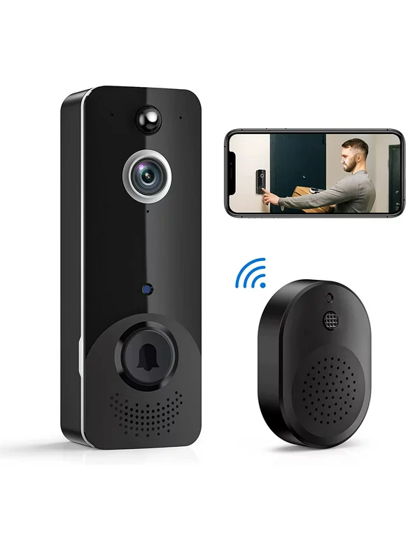 Luckwolf Wireless Doorbell Camera with Chime, Video Doorbell Security Camera with Batteries for Home