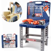Liberty Imports Toy Tool Workbench for Kids Pretend Play - Construction Workshop Toolbench STEM Building Toys with Realistic Tools and Electric Drill