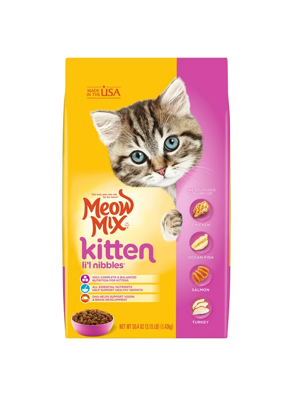 Meow Mix Kitten Li'l Nibbles Dry Cat Food, 3.15-Pound Bag