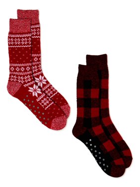 George Mens Holiday Thermal Crew Socks, 2-pack