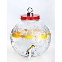 Holiday Time Christmas Ornament Embossed Glass Beverage Dispenser, 1.5 Gallon