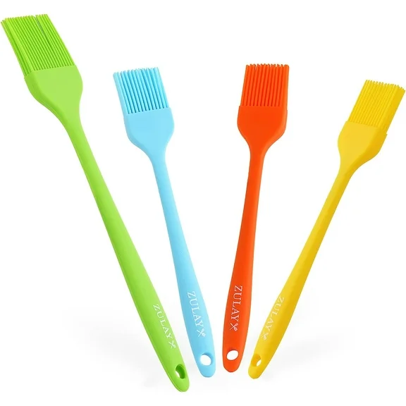 Zulay Kitchen 4 Pieces Assorted Pastry Brush Heat Resistant Silicone Basting Brush Flexible Bristles