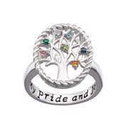 Family Jewelry Personalized Mother's Sterling Silver Birthstone Family Tree Ring