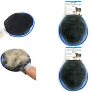 2 Grooming Mitts Cat Dog Rabbit Massage Pet Bath Hair Fur Glove Brush Comb Scrub