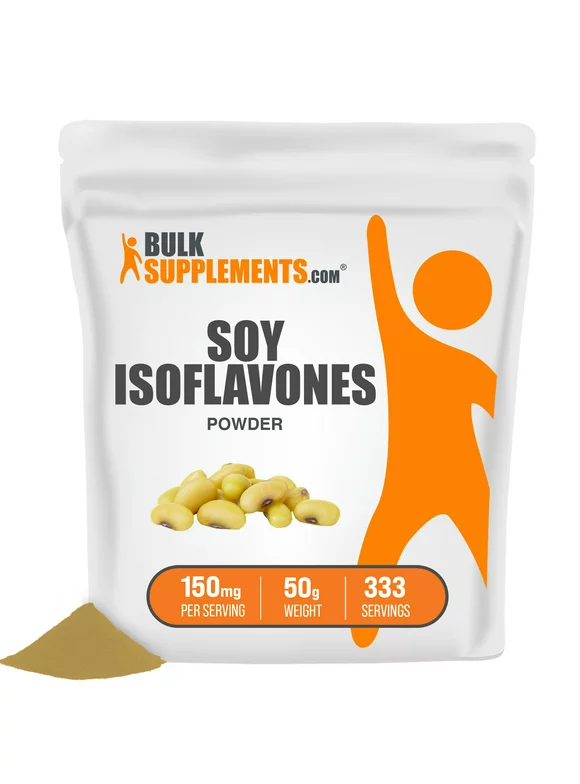 BulkSupplements.com Soy Isoflavones Powder, 150mg - Brain & Heart Support (50G - 333 Serv)