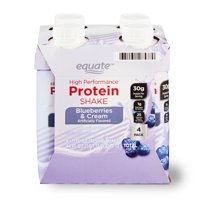 Equate High Performance Protein Shake, Blueberries & Cream, 11 fl oz Bottles, 4 Count