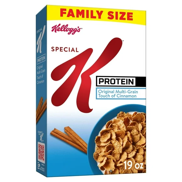 Kellogg's Special K Original Multi-Grain Touch of Cinnamon Cold Breakfast Cereal, Family Size, 19 oz Box