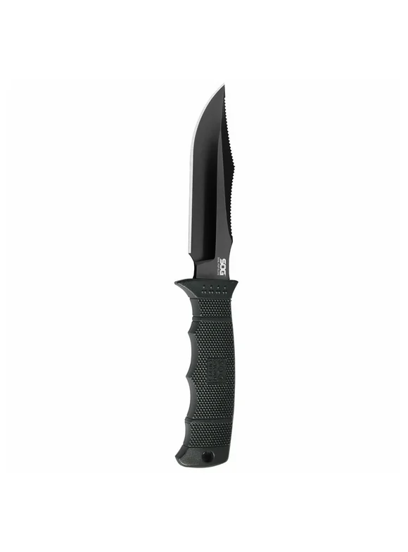 Sog Fixed Blade Knife,Black,Steel,Straight  E37SN-CP