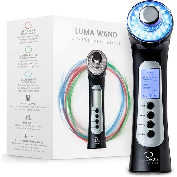 Pure Daily Care Luma Facial Wand 4 in 1 Skin Therapy and Wave Stimulation Machine