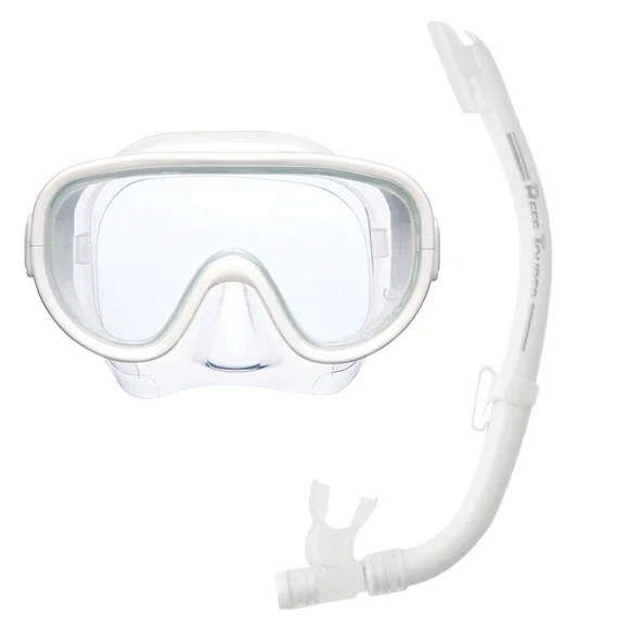 Reef Tourer Adult Single-Window Mask & Snorkel Combo Set, White