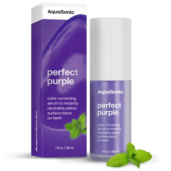 AquaSonic Perfect Purple Teeth Whitening Serum - Instantly Brighten & Whiten - Easy Application & Advanced Color-Correcting Formula - Neutralize Yellow Stains & Safe for Daily Use | Mint Flavor