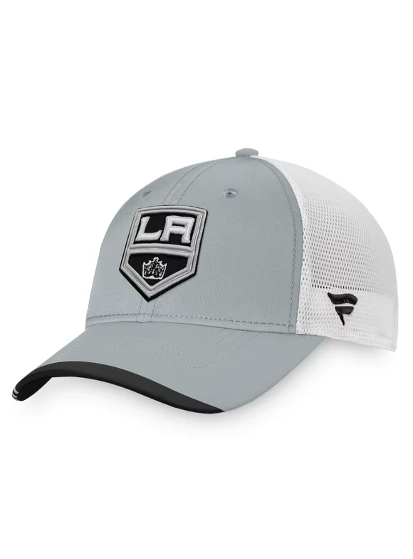 Men's Fanatics Branded Gray/White Los Angeles Kings Authentic Pro Locker Room Alternate Logo Trucker Snapback Hat - OSFA