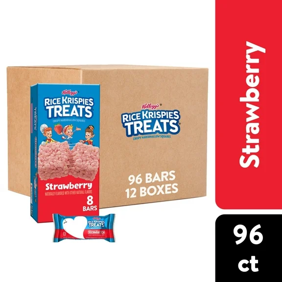 Rice Krispies Treats Strawberry Chewy Marshmallow Snack Bars, Ready-to-Eat, 6.51 lb, 96 Count