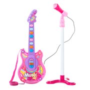 Best Choice Products 19in Kids Toddlers Flash Guitar Pretend Musical Instrument Toy w/ Mic, MP3 Compatible - Pink