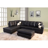 Raphael Faux Leather Left Facing Sectional Sofa With Ottoman, Multiple Colors