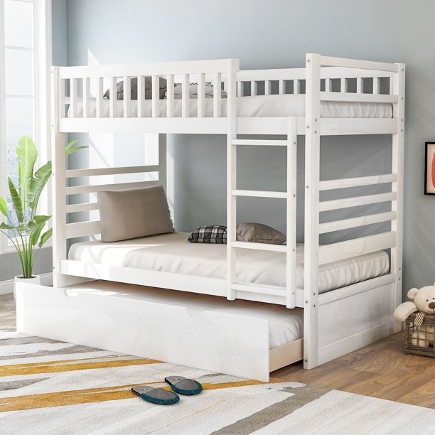 Merax Twin Over Solid Wood Bunk, Merax Twin Over Full Bunk Bed With Size Trundle