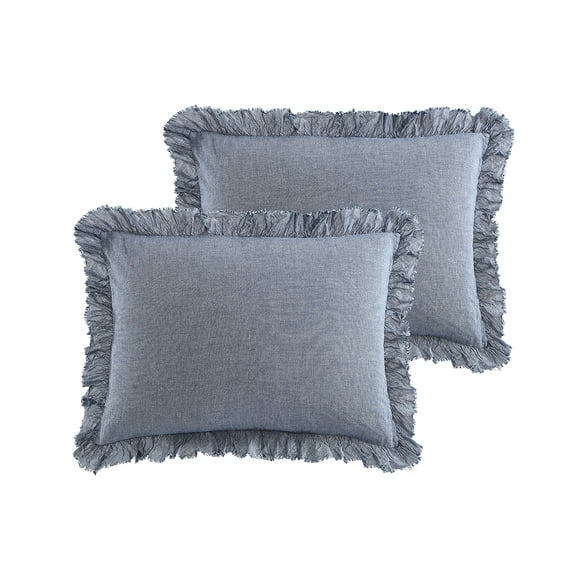 Better Homes and Gardens Chambray Blue Solid Cotton Pillow Sham, Standard (2 Count)