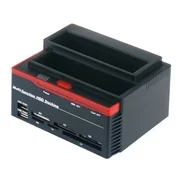 Hard Drive Docking Station USB 2.0 to SATA External HDD with 2-Port Hub, Offline Clone Function for 2.5 Inch & 3.5 Inch HDD SSD SATA I/II/II,Card Reader TF/SD/XD/CF/MS/M2