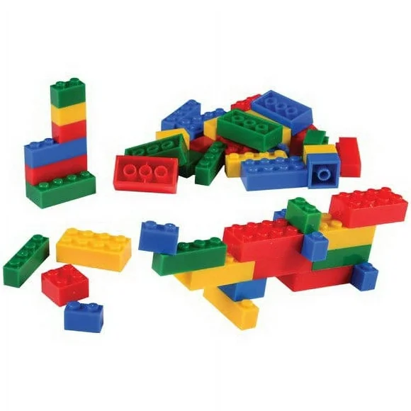 Block Mania Toy Bricks Assorted Shapes & Colors 50pc Building Block Set