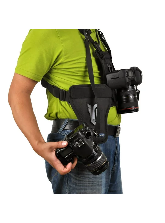 Opteka MCH25 Multi Camera Carrier Harness Holster System for Digital SLR Cameras Able to Hold Two Cameras with Lens