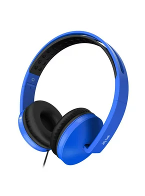 On Ear Headphones with Microphone Wired Headphones Headsets Volume Control for Cell Phone, Tablet, PC, Laptop, MP3/4,Blue