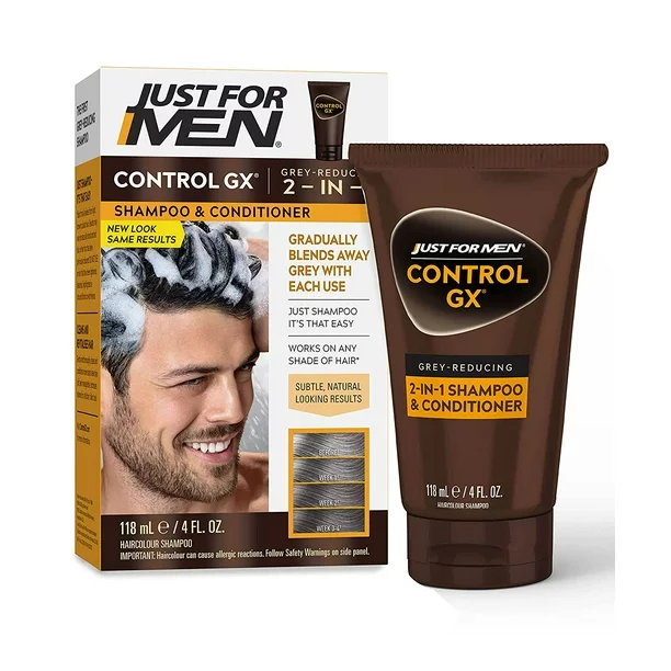 Just For Men Control GX Gradual Gray Reduction 2-in-1 Shampoo Plus Conditioner, 4 oz