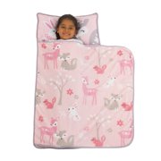 Everything Kids Pink and Grey Fox Toddler Nap Mat with Pillow and Blanket