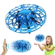 ZIOBLW Toys for 5-8 Year Old Boys Flying Toys Air Magic Hogs Mini Drone Remote Control Helicopter UFO Hand Controlled Flying Ball for Kids Gifts with LED Lights (Blue)