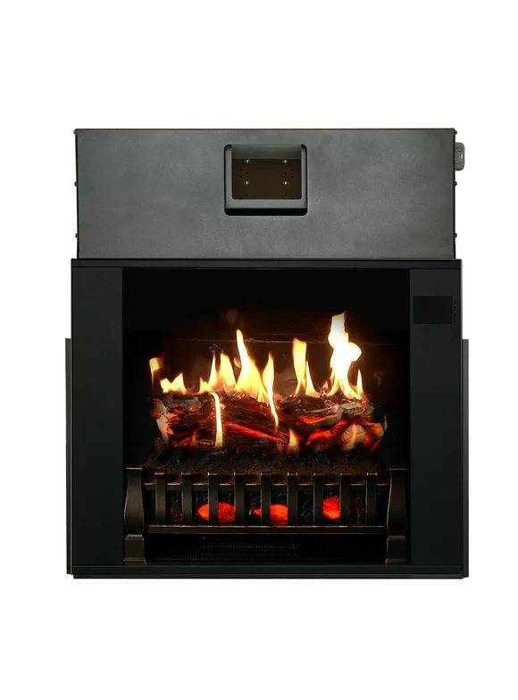 MagikFlame Electric Fireplace 28" Insert - Large Black Firebox - 30 Flames, Large, Freestanding, 5,200 BTU Heater, Crackling Log Sound, Bluetooth, App - New Home Design, Remodels, Family Atmosphere